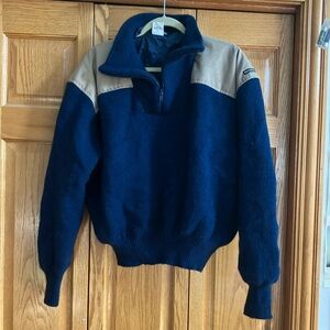 Men's Navy and Tan Sweater